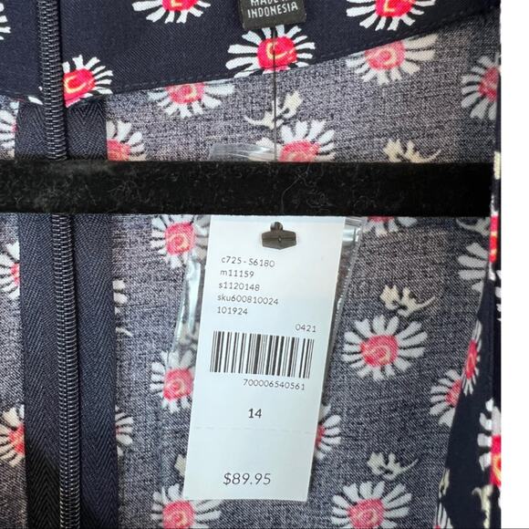 NWT Lane Bryant asymmetrical button front midi / maxi dress navy/coral/white 14 - Picture 6 of 16